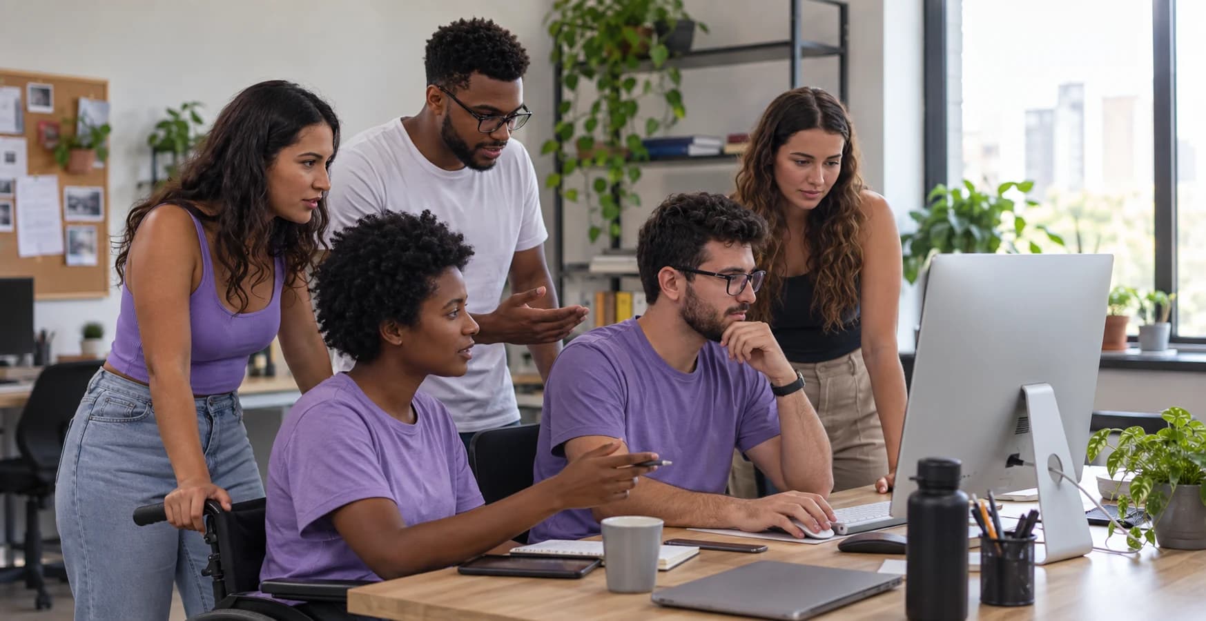 Equipe colaborando em um projeto de desenvolvimento